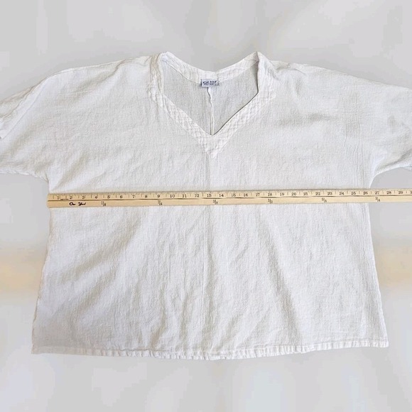 Oh My Gauze Women's Top 3 XXL Snow White Short Sleeve 100% Cotton Lagenlook - Picture 3 of 6